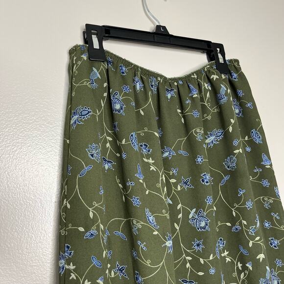 Y2K Milkmaid Fairycore Grandmacore Floral Green & Blue Flowy Skirt Medium - Picture 4 of 7